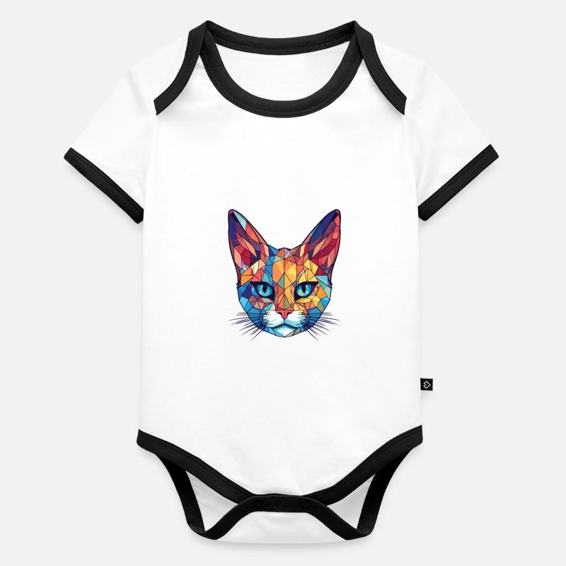 Pixie Bob Cat aquarelle colorée Illustration pour animaux de compagnie Body Bébé bio contrasté manches courtes