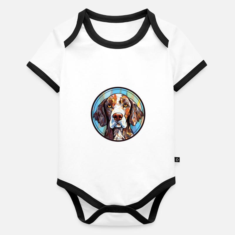 Slovak Rough Haired Pointer Dog Breed Watercolor Organic Baby Contrasting Bodysuit