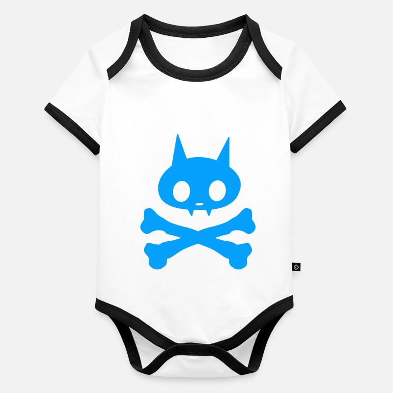 Skelett Katze Junge Baby Bio-Kurzarm-Kontrastbody