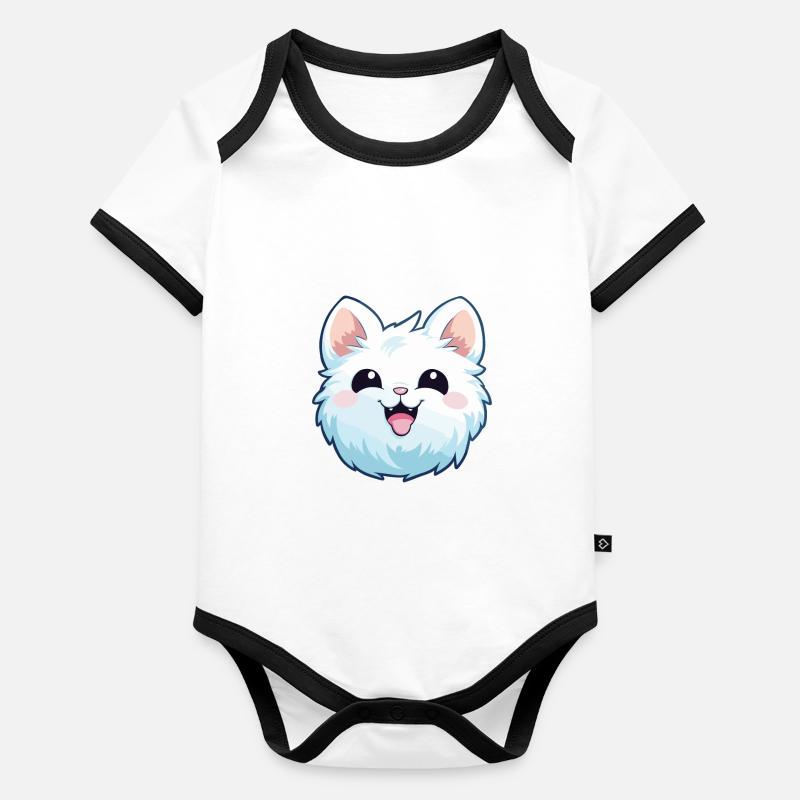 Illustration d’aquarelle de bande dessinée de chat Sokoke Body Bébé bio contrasté manches courtes