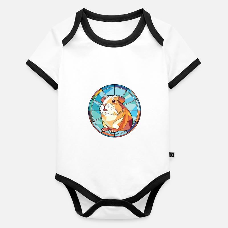 Illustration animale aquarelle colorée de cochon d'Inde Body Bébé bio contrasté manches courtes