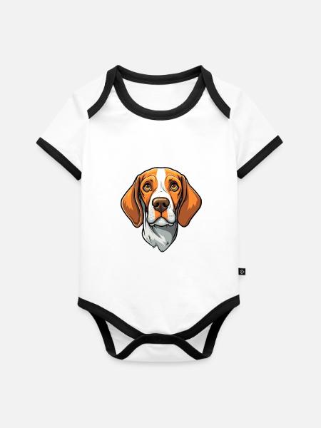 Ariege Pointer Hund Rasse Cartoon Kawaii Illustrati - Baby Bio-Kurzarm-Kontrastbody -  - Vorne