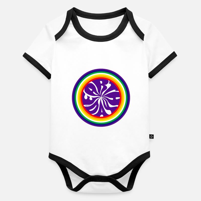 Earth Day Tag der Erde Regenbogen Ring rainbow 60s Baby Bio-Kurzarm-Kontrastbody