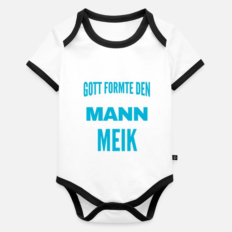 Meik Name Design Baby Bio-Kurzarm-Kontrastbody