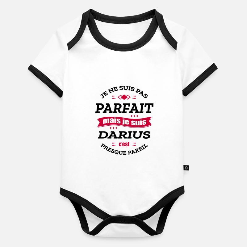 DARIUS PARFAIT - PRENOM DARIUS Body Bébé bio contrasté manches courtes