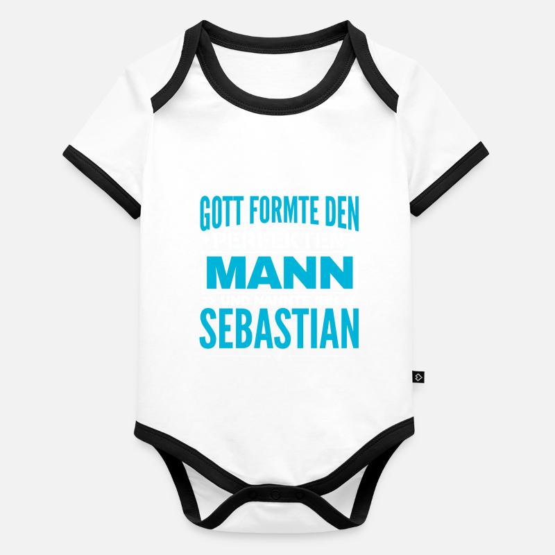Sebastian Name Design Baby Bio-Kurzarm-Kontrastbody
