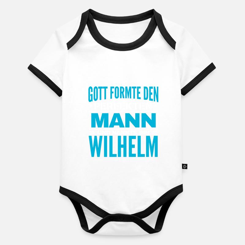 Wilhelm Name Design Baby Bio-Kurzarm-Kontrastbody