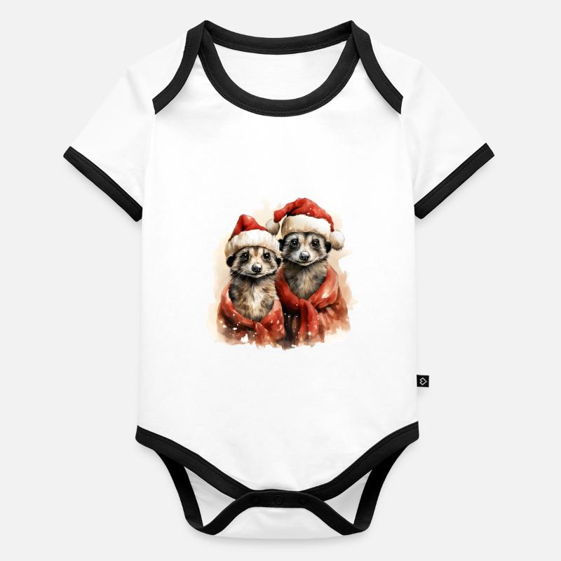 Christmas Erdmännchen Baby Bio-Kurzarm-Kontrastbody