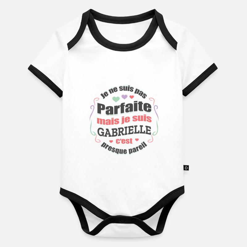 GABRIELLE PARFAITE - PRENOM GABRIELLE Body Bébé bio contrasté manches courtes