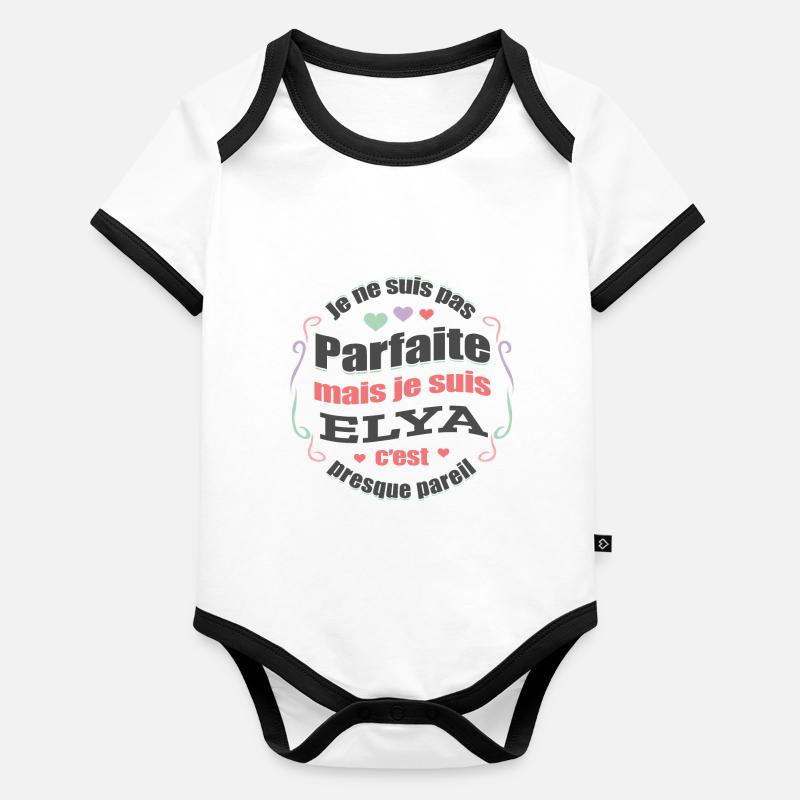 ELYA PARFAITE - PRENOM ELYA Body Bébé bio contrasté manches courtes