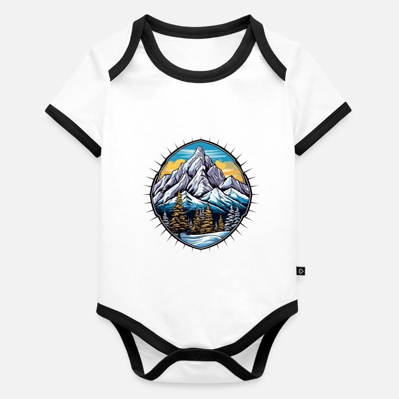 Mountains Winter Symbol Organic Baby Contrasting Bodysuit