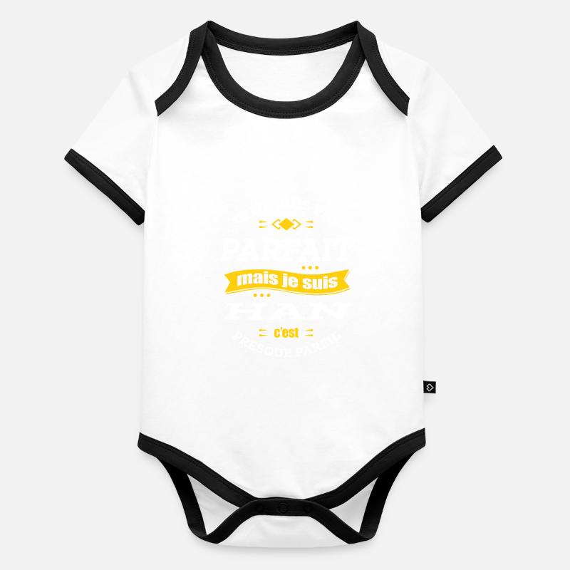HAN PARFAIT - PRENOM HAN Body Bébé bio contrasté manches courtes