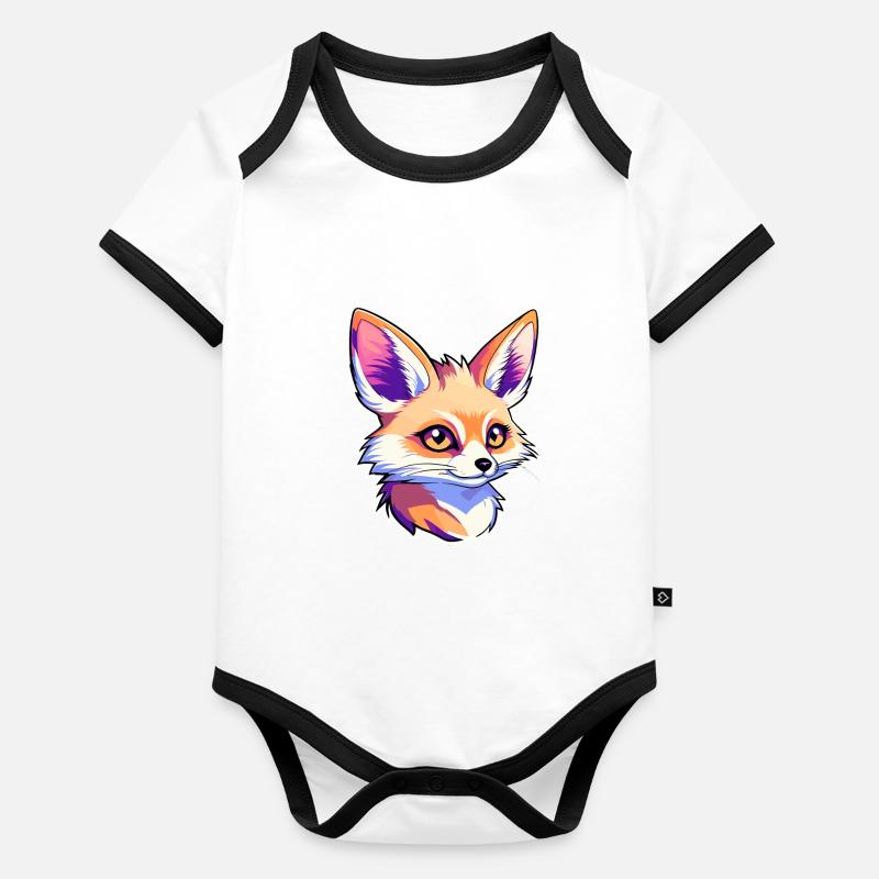 Desert Fox Fennec Drawing Organic Baby Contrasting Bodysuit