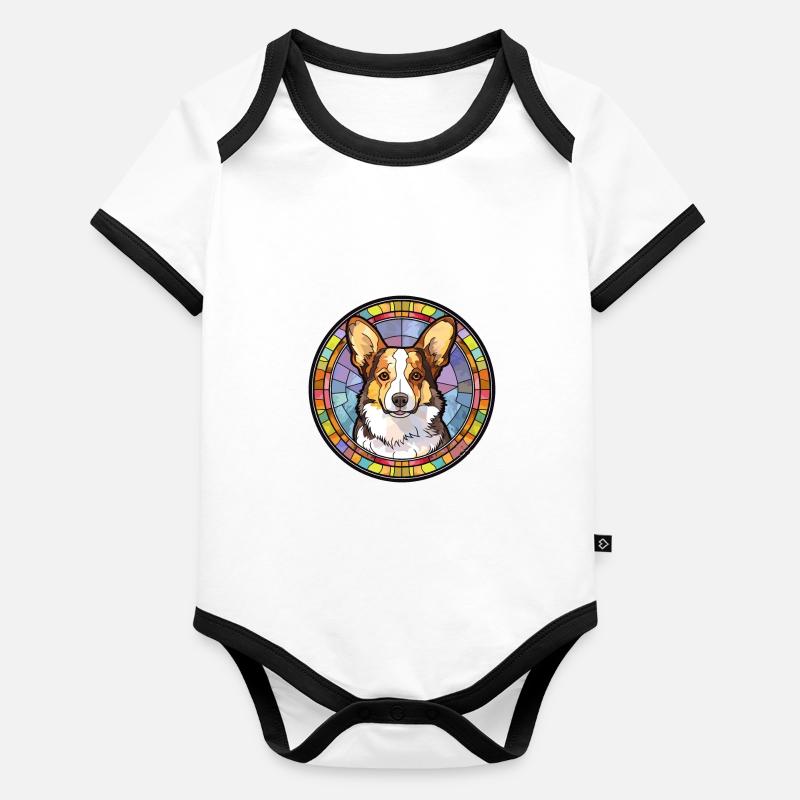 Strickjacke Welsh Corgi Hunderasse Buntglas Farbe Baby Bio-Kurzarm-Kontrastbody