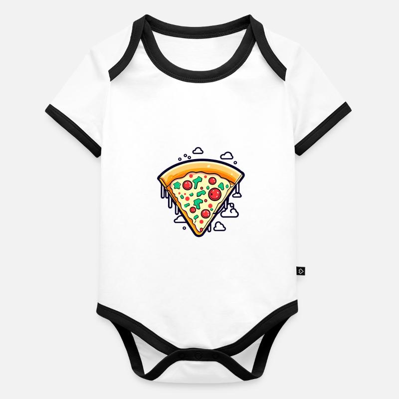 Dessin de tranche de pizza Body Bébé bio contrasté manches courtes