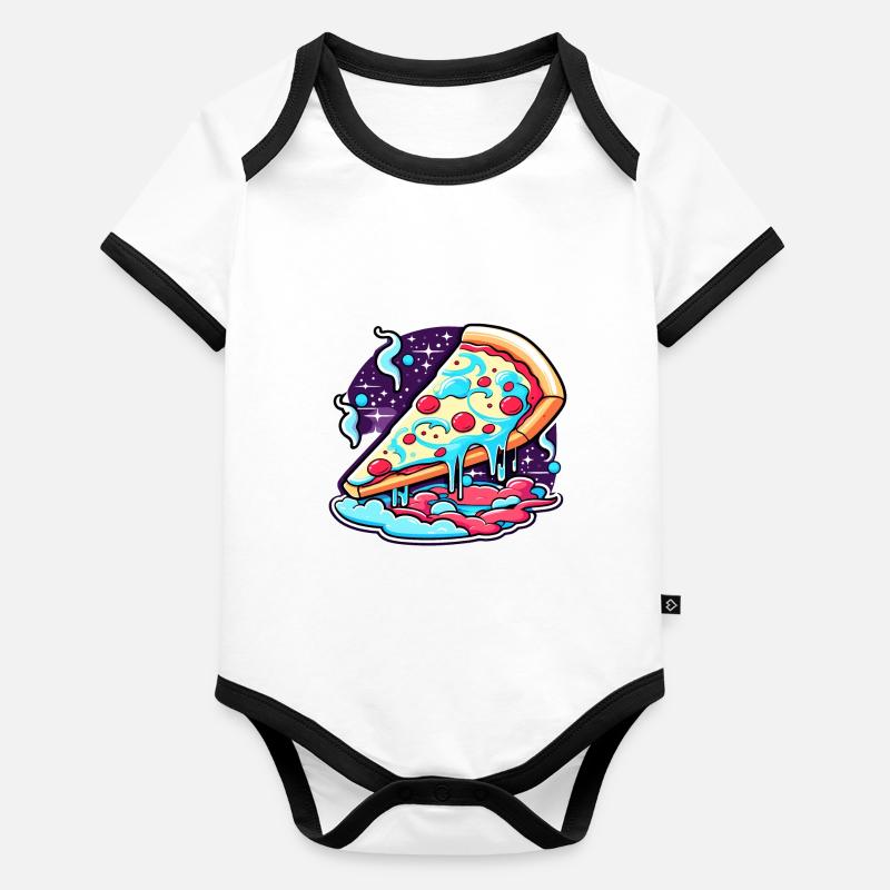 Dessin de tranche de pizza Body Bébé bio contrasté manches courtes