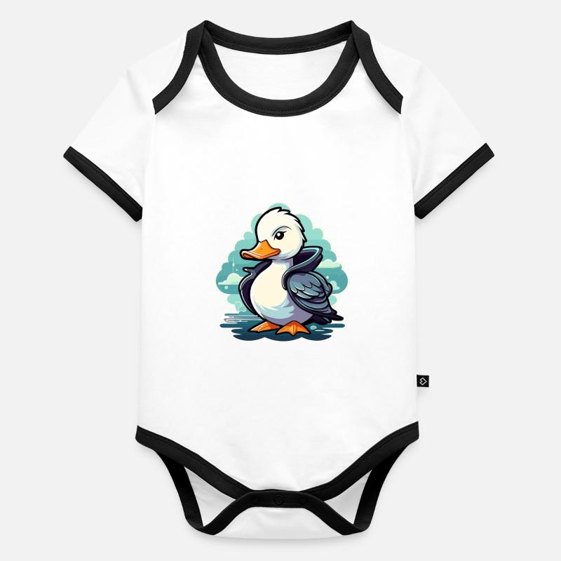 Illustration de canard Body Bébé bio contrasté manches courtes