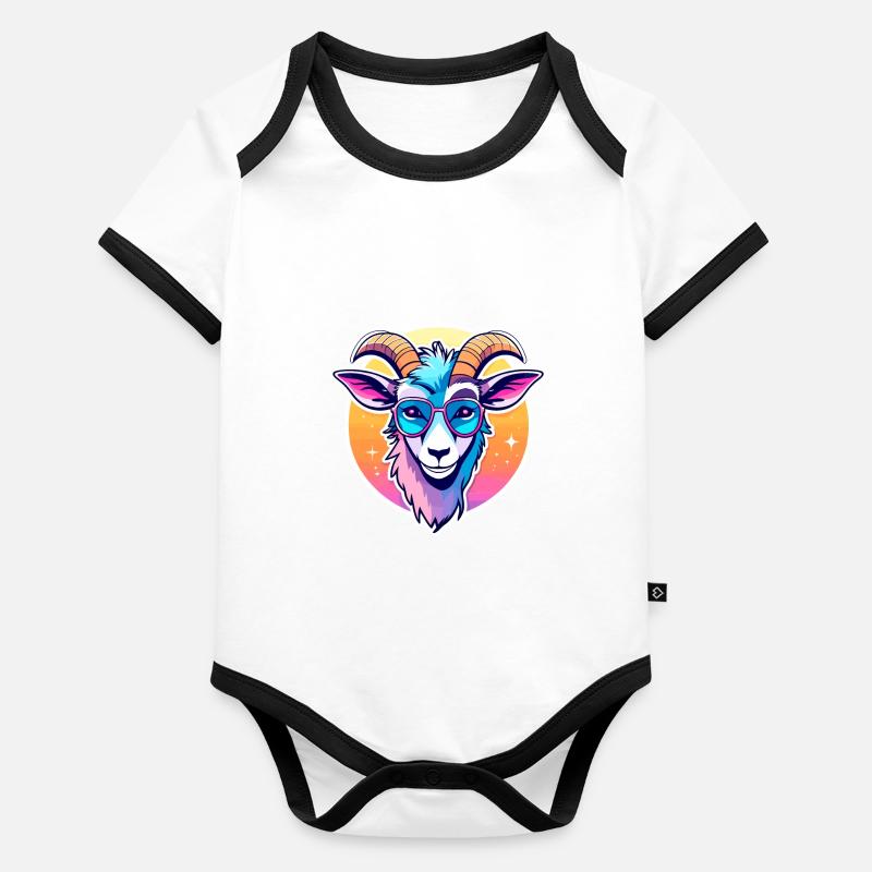 Illustration de chèvre Body Bébé bio contrasté manches courtes