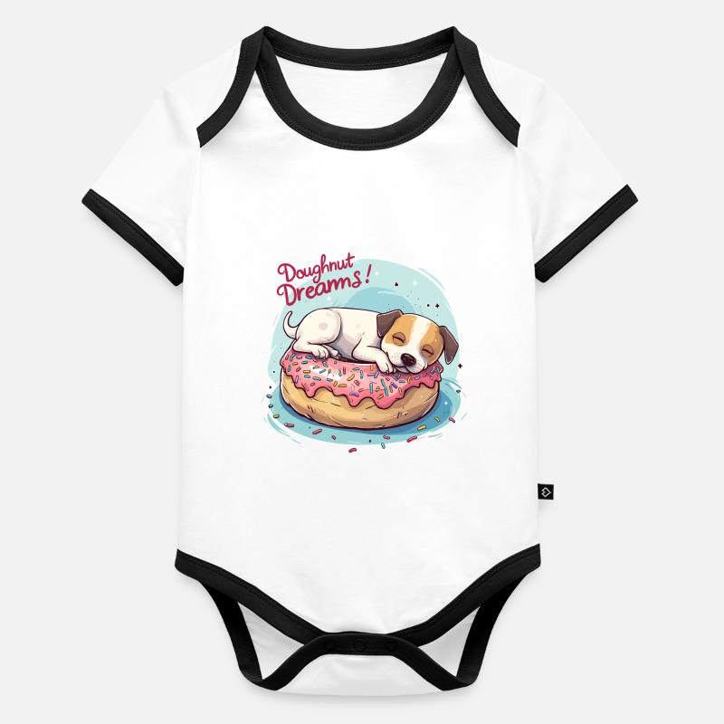 Doughnut Dog Dreams Donut Hunde Träume Body Bébé bio contrasté manches courtes
