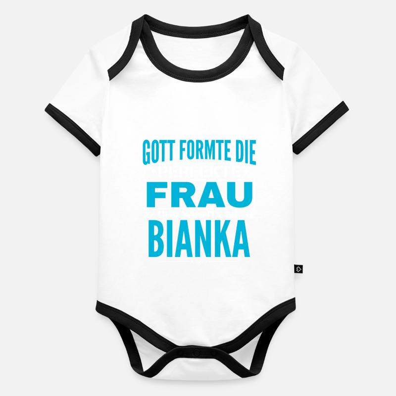 Conception du nom Bianka Body Bébé bio contrasté manches courtes