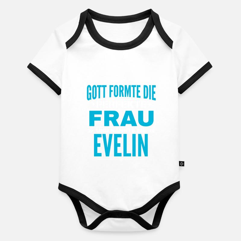 Evelin Name Design Baby Bio-Kurzarm-Kontrastbody
