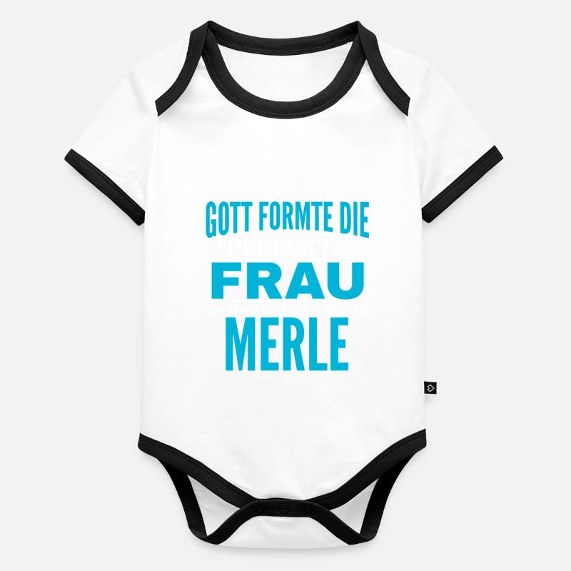 Merle Name Design Baby Bio-Kurzarm-Kontrastbody