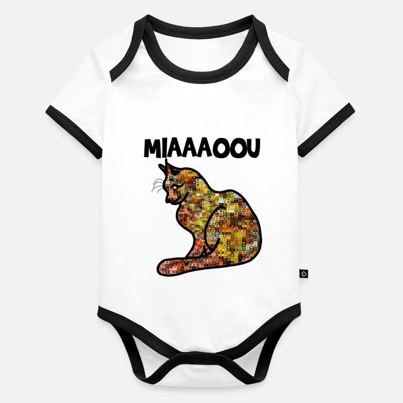 Miaou le chat Body Bébé bio contrasté manches courtes