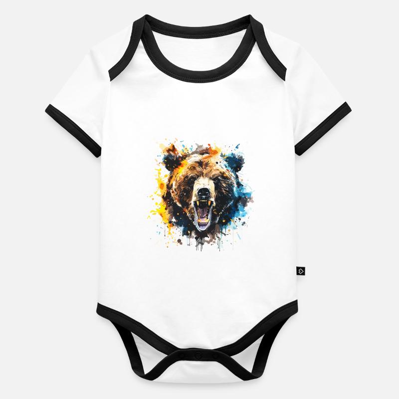 Grizzly, ours, bear Body Bébé bio contrasté manches courtes