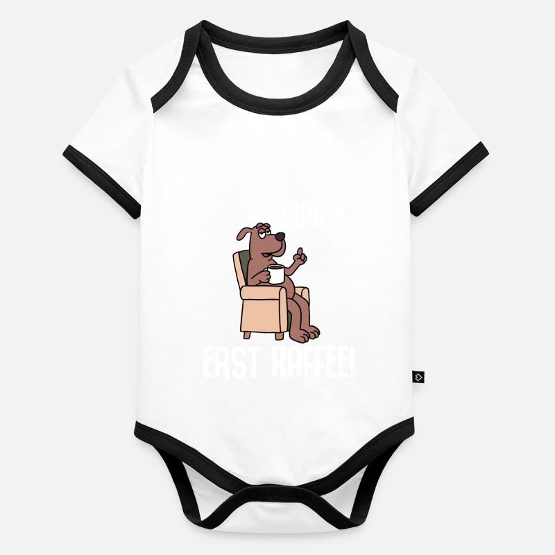 Warte Erst Kaffee Baby Bio-Kurzarm-Kontrastbody