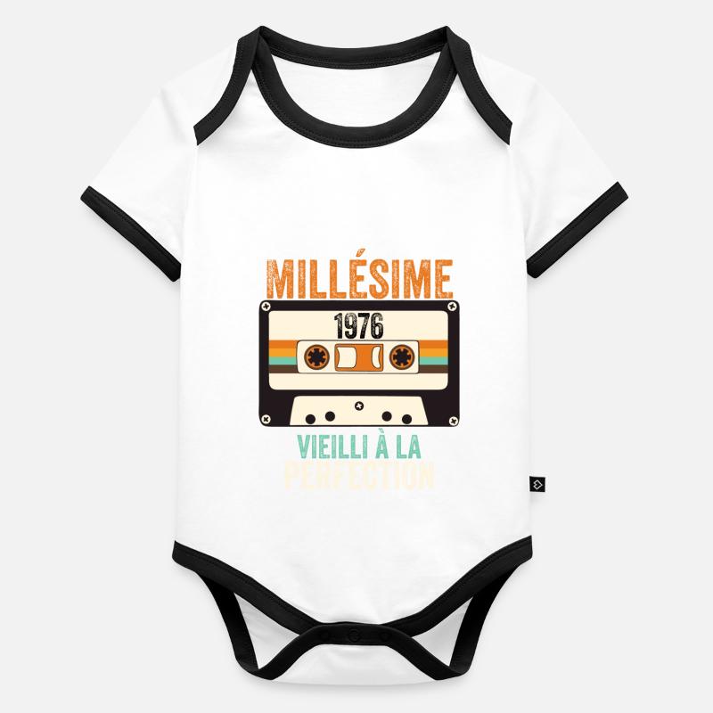 Millésime 1976 vieilli à la perfection Body Bébé bio contrasté manches courtes