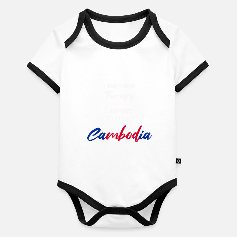 Kambodscha Geschenkidee Cambodia Spruch Reise Baby Bio-Kurzarm-Kontrastbody