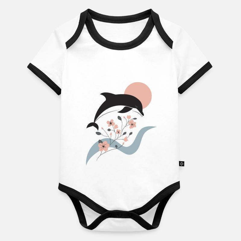 Dauphin élégant Body Bébé bio contrasté manches courtes