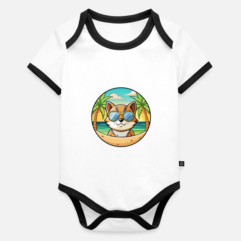 Donskoy Lunettes de soleil de dessin animé de race de chat plage Body Bébé bio contrasté manches courtes