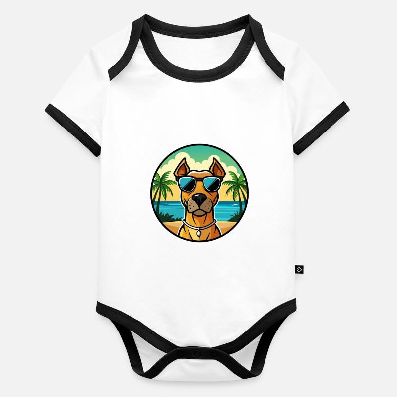 Rhodesian Ridgeback Hunderasse Cartoon Sonnenbrille Baby Bio-Kurzarm-Kontrastbody