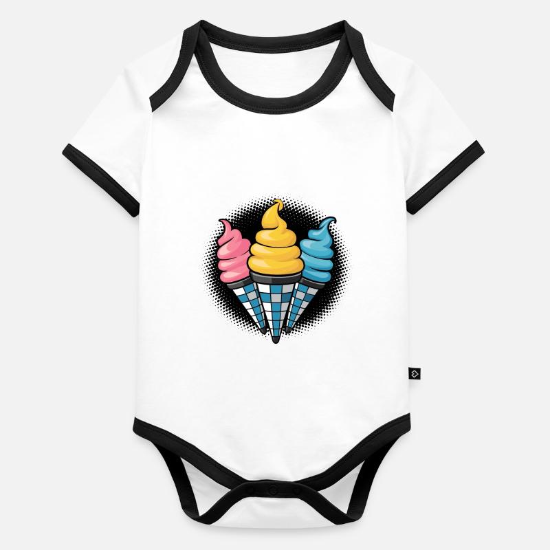 Cornets de crème glacée Ice Cream Lover Body Bébé bio contrasté manches courtes