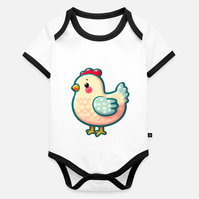 chicken - hen - Chiken Organic Baby Contrasting Bodysuit