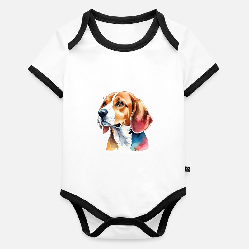 Beagle Watercolors Organic Baby Contrasting Bodysuit