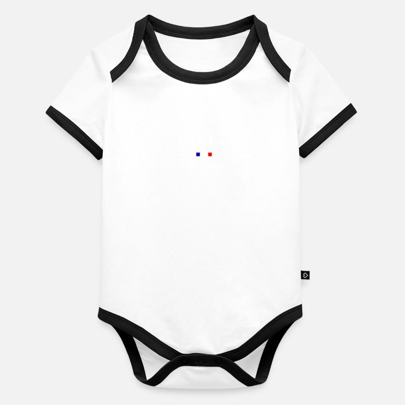 Lille, blanc, avec drapeau français Body Bébé bio contrasté manches courtes