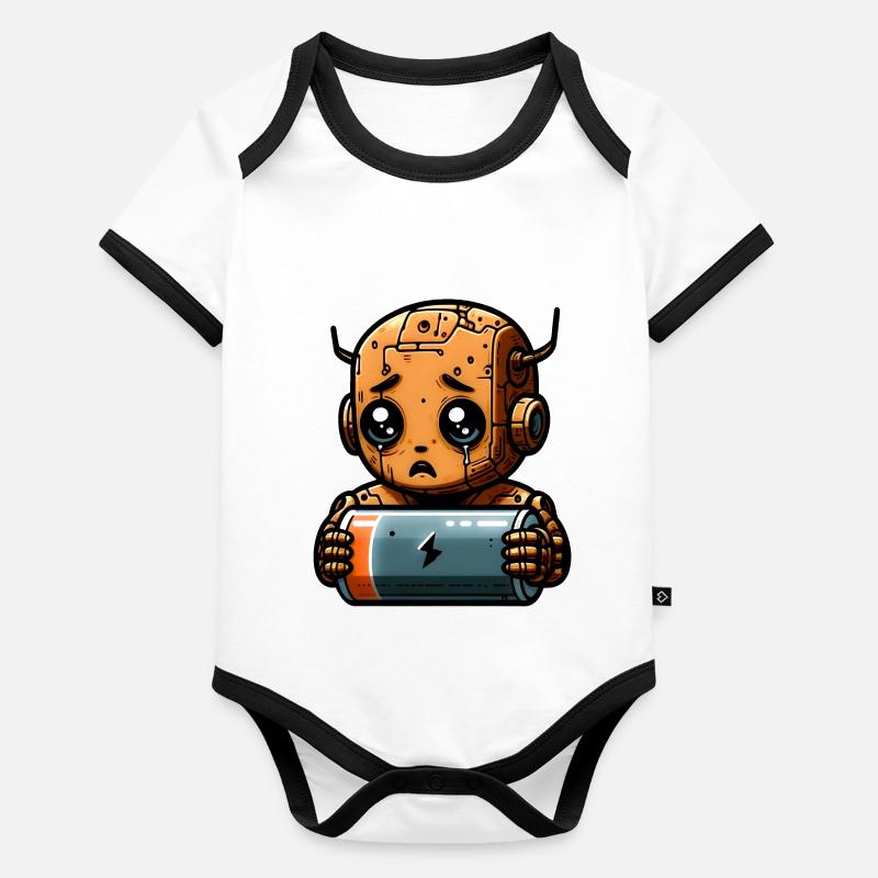 Bot Robot with Depleted Battery Organic Baby Contrasting Bodysuit