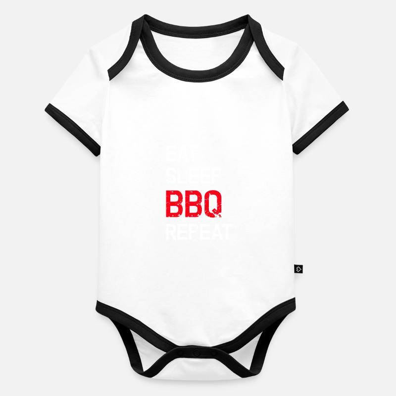 Manger Dormir BBQ Répéter les grillades Dicton Body Bébé bio contrasté manches courtes