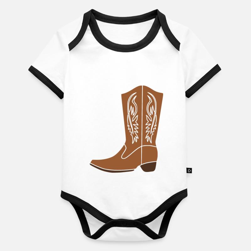 Botte de cow-boy - Body Bébé bio contrasté manches courtes - 