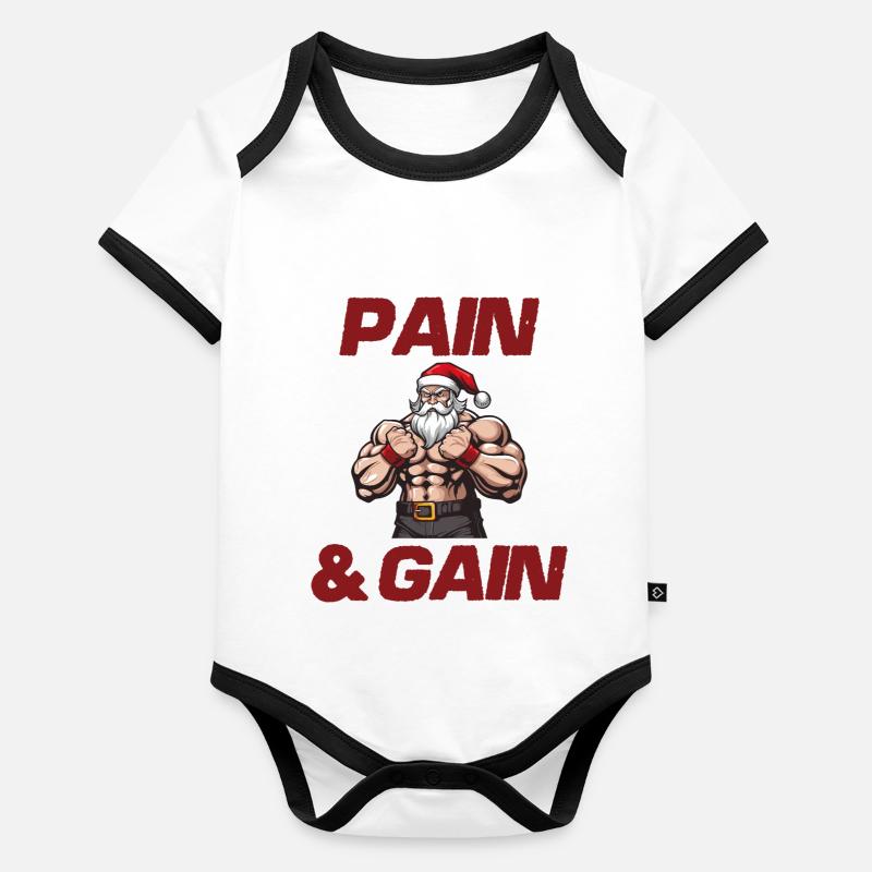 Douleur et gain du Père Noël Body Bébé bio contrasté manches courtes