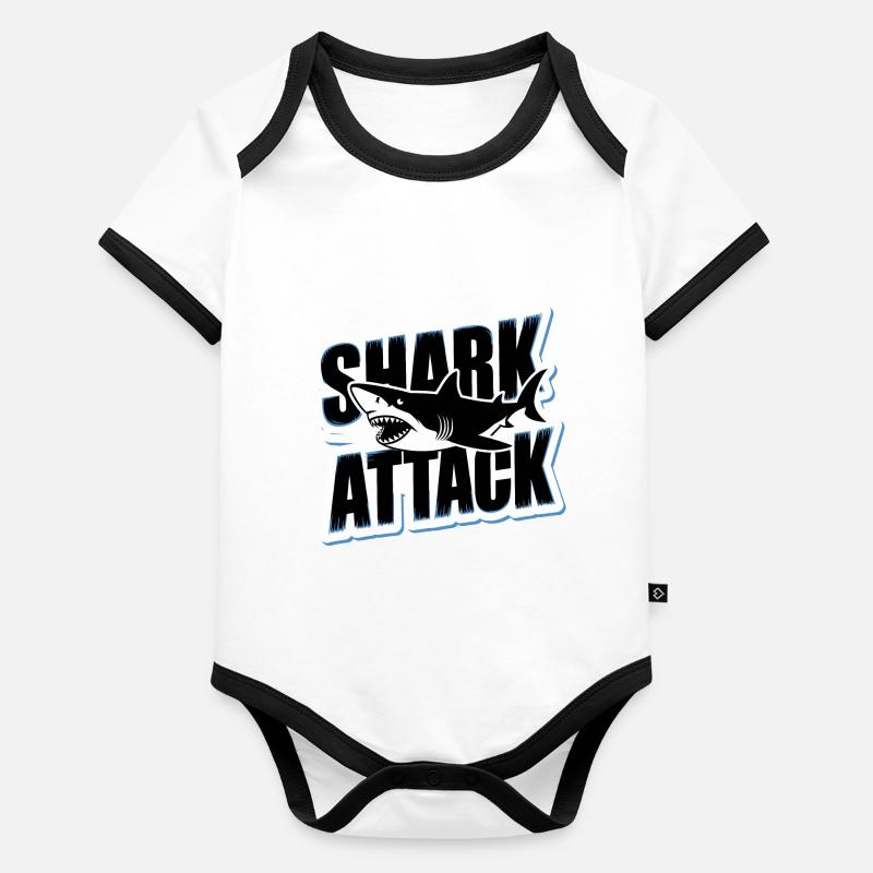 Shark Shark Attack Sea Lover Organic Baby Contrasting Bodysuit