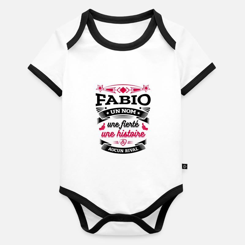 FABIO UN NOM UNE FIERTÉ AUCUN RIVAL Body Bébé bio contrasté manches courtes