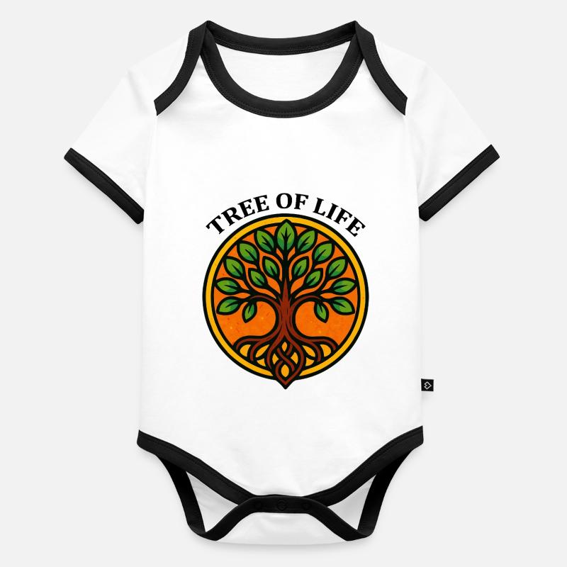 Arbre de vie Body Bébé bio contrasté manches courtes