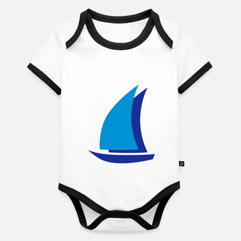 bateau à voile Body Bébé bio contrasté manches courtes