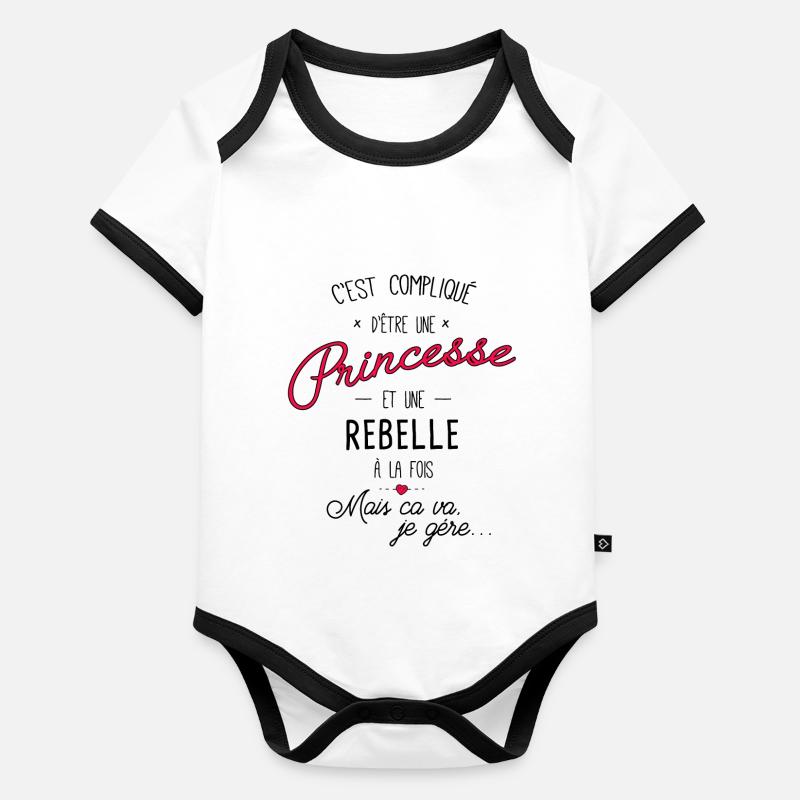 Princesse et rebelle Body Bébé bio contrasté manches courtes