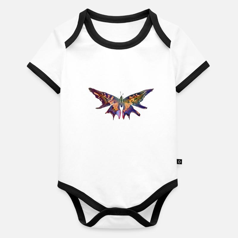 Butterfly colorful Organic Baby Contrasting Bodysuit