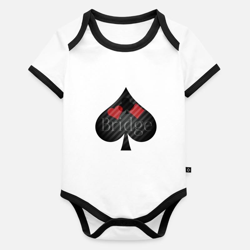 Bridge Kartenspiel elegantes Design Baby Bio-Kurzarm-Kontrastbody