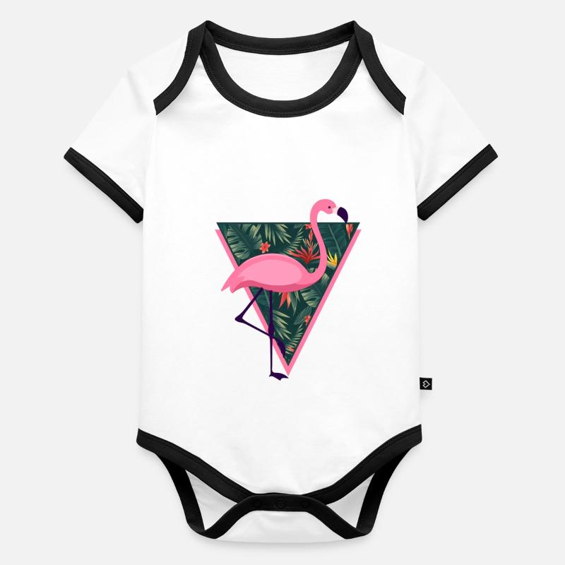 Flamingo Tropical Organic Baby Contrasting Bodysuit